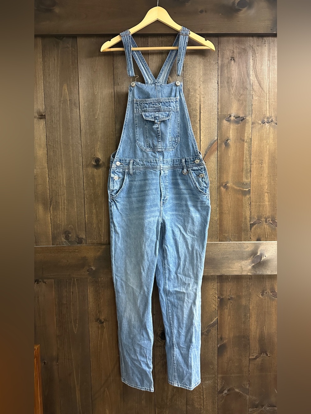 American Eagle Light Wash Denim Overalls
